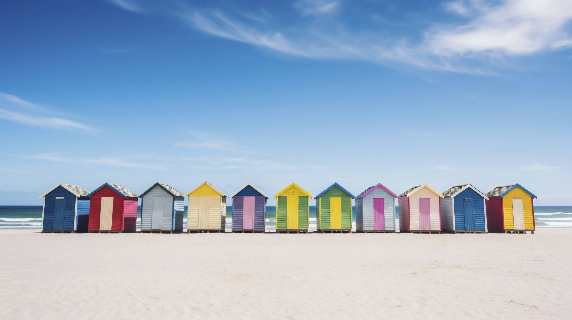 Vue des chalets colores de la plage